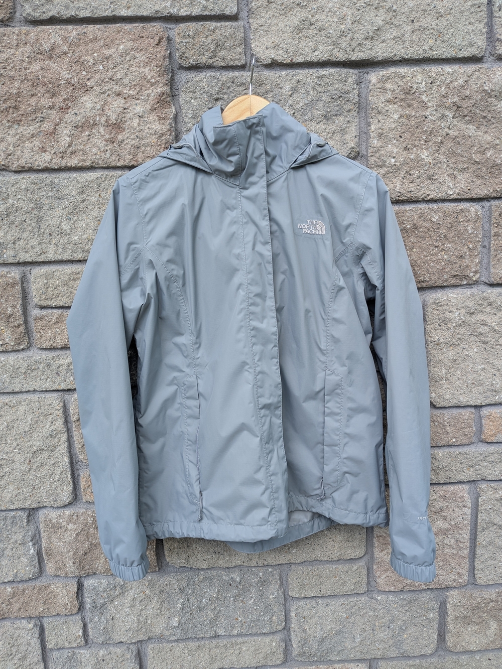 The North Face Women's Light Gray Hooded Rain Jacket